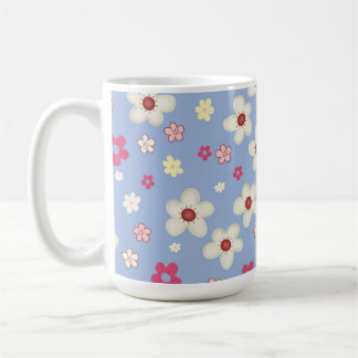lente bloemen op blauwe achtergrond koffiemok