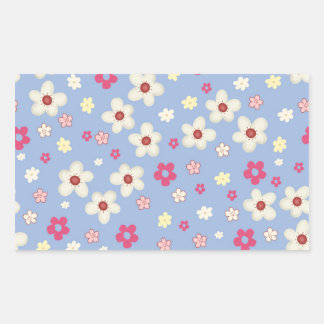 lente bloemen op blauwe achtergrond rechthoekige sticker