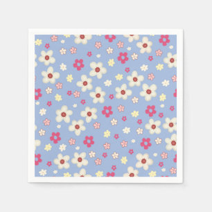 lente bloemen op blauwe achtergrond servet