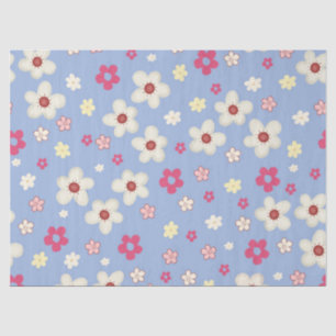 lente bloemen op blauwe achtergrond tissuepapier
