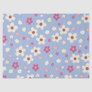 lente bloemen op blauwe achtergrond tissuepapier