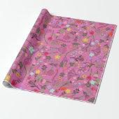 Lente bloemen op paars cadeaupapier (Uitgerold)