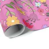 Lente bloemen op paars cadeaupapier (Rol Hoek)