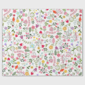 Lente bloemen op wit cadeaupapier (Vlak)