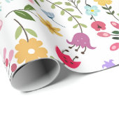 Lente bloemen op wit cadeaupapier (Rol Hoek)