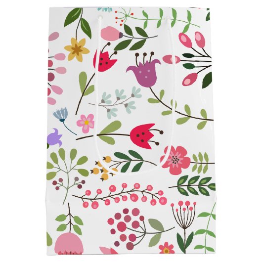 Lente bloemen op wit medium cadeauzakje (Achterkant)