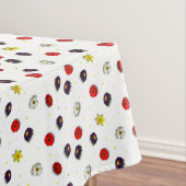 Lente bloemen op wit tafelkleed (Voorbeeld)