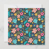 Lente Bloemen op zwart Monogram Notitiekaartje (Achterkant)