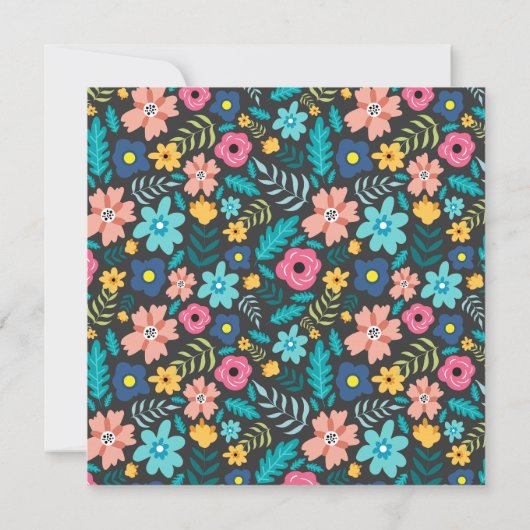 Lente Bloemen op zwart Monogram Notitiekaartje (Achterkant)