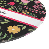 Lente Bloemen op Zwart Persoonlijk Snijplank (Hoek)