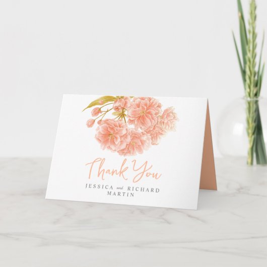 Lente Bloemen oranje kunst bruiloft dank u kaarten (Voorkant)