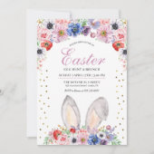 Lente Bloemen Paaseieren Jacht met Konijnenoren Kaart (Voorkant)