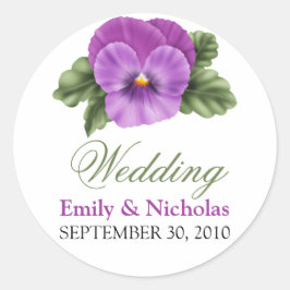 Lente Bloemen Pansies Bruiloft Uitnodiging Seal Ronde Sticker