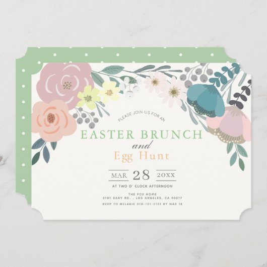 Lente Bloemen Pasen Brunch & Ei Hunt Kaart (Voorkant / Achterkant)