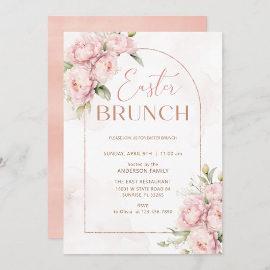 Lente Bloemen Pasen Brunch Kaart (Voorkant / Achterkant)