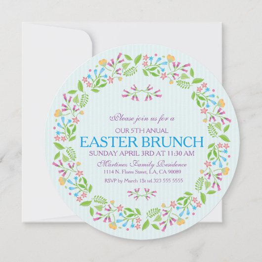 Lente Bloemen Pasen krans Brunch Uitnodigen 2 Kaart (Achterkant)