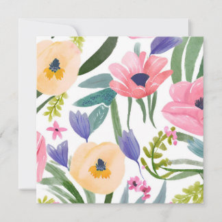 Lente Bloemen | Pastel Bloem Waterverf Kaart