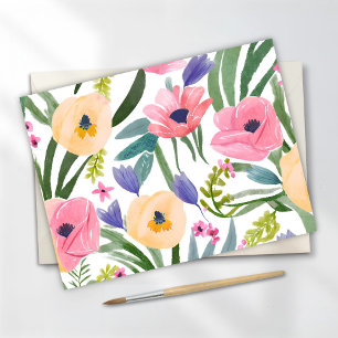 Lente Bloemen   Pastel Bloemenschildering in Water Briefkaart