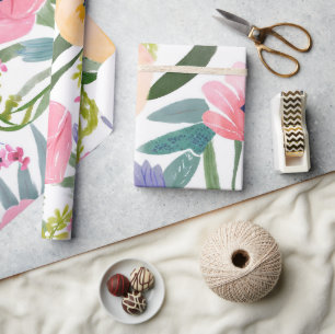 Lente Bloemen Pastel Bloemenschildering in Water Cadeaupapier