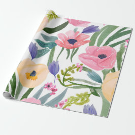 Lente Bloemen | Pastel Bloemenschildering in Water Cadeaupapier