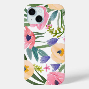 Lente Bloemen   Pastel Bloemenschildering in Water iPhone 15 Case