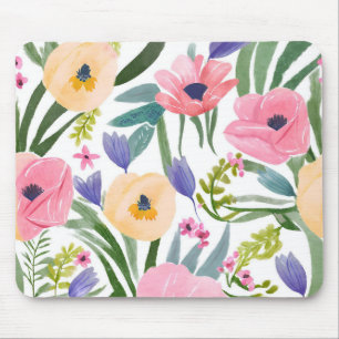 Lente Bloemen Pastel Bloemenschildering in Water Muismat