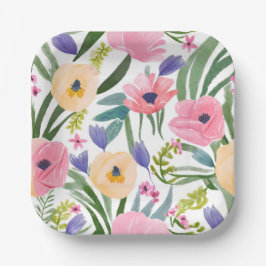 Lente Bloemen | Pastel Bloemenschildering in Water Papieren Bordje