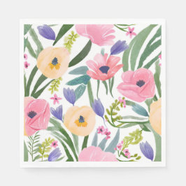 Lente Bloemen | Pastel Bloemenschildering in Water Servet