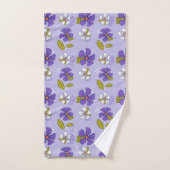 Lente Bloemen Patroon in Paarse Bad Handdoek (Handdoek)