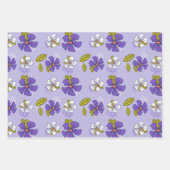 Lente Bloemen Patroon in Paarse Inpakpapier Vel (Voorkant 2)