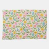 Lente Bloemen Patroon op Roze Theedoek (Horizontaal)