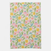 Lente Bloemen Patroon op Roze Theedoek (Verticaal)