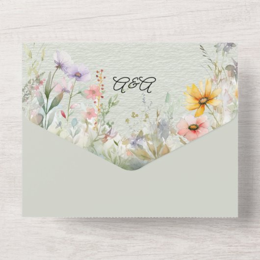 Lente Bloemen Poppies Zonnebloemen All In One Uitnodiging (Achterkant)