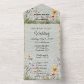 Lente Bloemen Poppies Zonnebloemen All In One Uitnodiging (Binnen)