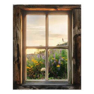 Lente Bloemen Raam Uitzicht Foto Afdruk