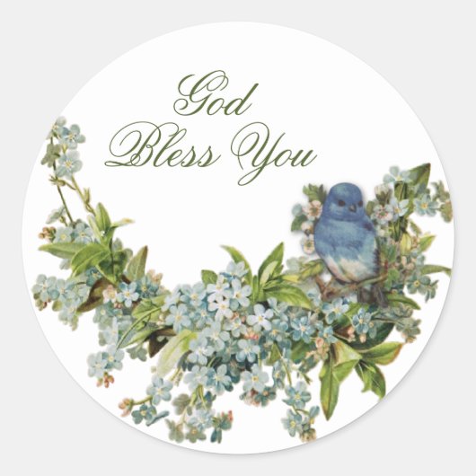 Lente bloemen Religie God zegene je Ronde Sticker (Voorkant)
