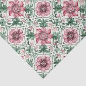 Lente Bloemen Rood Groen Tegel Patroon Decoupage Tissuepapier (Detail)