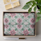 Lente Bloemen Rood Groen Tegel Patroon Decoupage Tissuepapier (Geschenk)