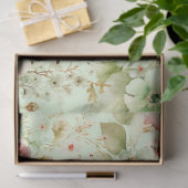 Lente Bloemen Roze, Bleekgroen op Witte Decoupage Tissuepapier (Geschenk)