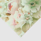 Lente Bloemen Roze, Bleekgroen op Witte Decoupage Tissuepapier (Detail)