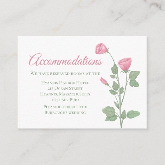 Lente Bloemen Roze Bloemen Bruiloft Accommodaties Informatiekaartje (Voorkant)