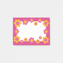 Lente bloemen, roze geruite patroon meisje gelukki post-it® notes