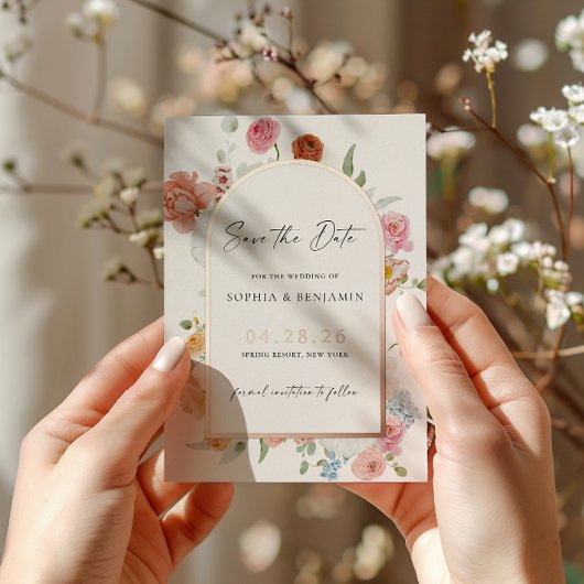 Lente Bloemen Roze Goud Save The Date Kaart