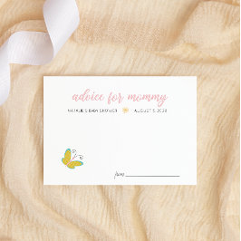 Lente Bloemen Roze Vlinder Baby Shower Advies Notitiekaartje