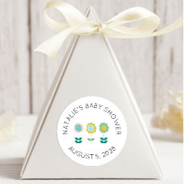 Lente Bloemen Roze Vlinder Baby Shower Ronde Sticker