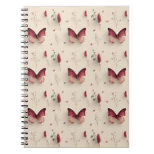 Lente Bloemen & Roze Vlinder Vintage Notitieboek