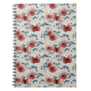 Lente Bloemen & Roze Vlinders Oud Model Notitieboek