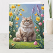 Lente Bloemen Schilderij van Perzische Kat Kaart (Voorkant)