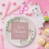 Lente Bloemen Stoffig Roos Boho Waterverf Bruiloft Papieren Bordje (Feest)