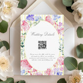 Lente Bloemen Trouwdetails QR-code Informatiekaartje